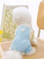 ? 2023 New Fashion version cute daisy puppy clothes four-legged style Bichon Teddy Pomeranian small puppy summer thin style