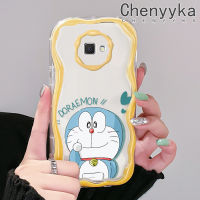 Chenyyka เคสปลอกสำหรับ Samsung J7นายก J7สำคัญ2 J2ลายการ์ตูนโดราเอมอนน่ารักขอบเป็นคลื่นเคสโทรศัพท์โปร่งใสเนื้อครีมนุ่มปลอกซิลิโคนเลนส์กล้องถ่ายรูปเคสป้องกันแบบใสกันกระแทก