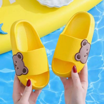 Children Slippers Cartoon Bear Home Shoes For Boy Girls Summer Flat Heel Soft Eva House Slippers Beach Child Kids Baby Slides