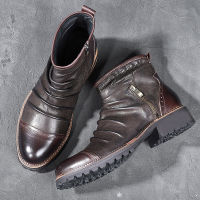 New Men Leather Boots Zipper Casual Ankle Boot Breathable Big Size 48 47 46 Male Motorcycle Boots Shoes Footwear Combat Boots