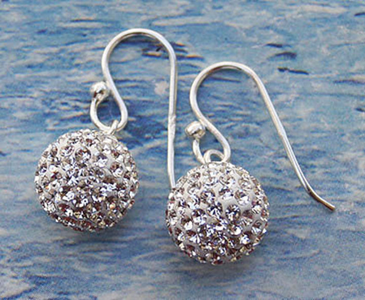earrings-dangle-sterling-silver-beautiful-gift-ลูกกลมมีเพรชสวยงาม-ห้อยตำหูเงินสเตอรลิงซิลเวอรใช้สวยของฝากที่มีคุณค่า-ฺชาวต่างชาติชอบมาก