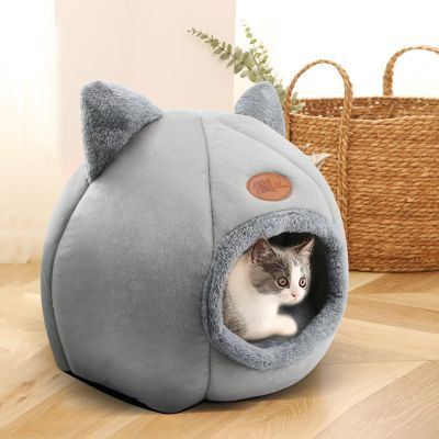 [pets baby] นอนหลับลึกนุ่มพิเศษสำหรับสุนัขแมวและ Comfort ในฤดูหนาวเต็นท์นอนที่อบอุ่นอบอุ่นเสื่อในถ้ำพกพาได้เบาะนอนน้องแมวในร่มสำหรับแมว