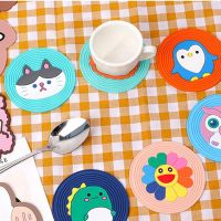 【CC】 Thermal Insulation Cartoon Anti-Skid Coaster Thickened Silicone Anti-Scald Cup Bowl Table