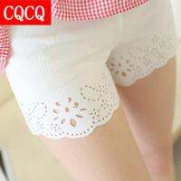 Womens Anti Walk Hollow Lace Three Point Safety Leggings Shorts