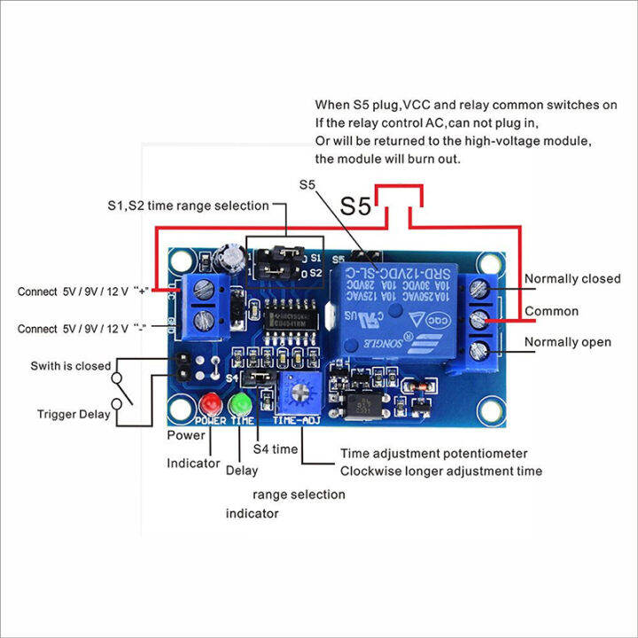 โมดูลสวิตช์-dc-12v-คุณภาพสูงพร้อมรีเลย์หน่วงเวลาเปิด-ปิดล่าช้า-dc-12v