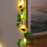 20 LED Simulation Sunflower Light String 2M Plastic Safe Green Leaf Christmas Party KTV Home Decoration Lamp for Garden Wedding