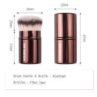 นาฬิกาทราย2ชิ้นชุด Retractable Foundation &amp; Kabuki แต่งหน้าแปรงการตั้งค่าผงพร้อมฝาปิด Travel ขนาด Blush Beauty เครื่องสำอางเครื่องมือ