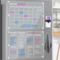 Transparent Acrylic Magnetic Calendar For Fridge Dry Erase Board Refrigerator Acrylic Board Planner Schedule Board To Do List Camera Remote Controls