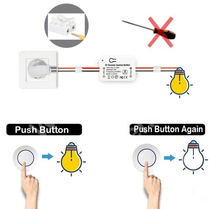 rf-433-mhz-wireless-light-switch-push-button-wall-switch-dc-12v-24v-36v-10a-radio-transmitter-remote-on-off-led-electric-door