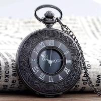 Retro flip pocket watch classic Roman font mens and womens necklace quartz large numbers elderly hanging watch student exam gift