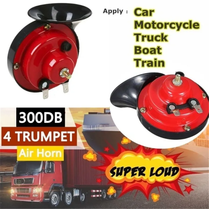 TEHE 12V 300dB 4 Trumpet Super Loud Air Horn Compressor with Mounting Kits Car Lazada PH