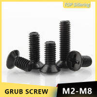 10/50pcs M2 M2.5 M3 M3.5 M4 M5 M6 M8 เหล็กคาร์บอน GB819 CROSS Phillips FLAT Countersunk หัวสกรูสลักเกลียวสีดำสำหรับ SONY DELL-WJJEE SHOP