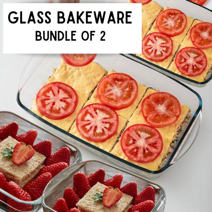 Locaupin Borosilicate Bakeware Bundle of 2 Rectangular Baking Plate