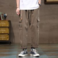 Harajuku Pants Men Japanese Cargo Pants With Multi-Pockets Men Autumn Winter Ankle Length Trousers Streetwear Men Plus Size 8XL