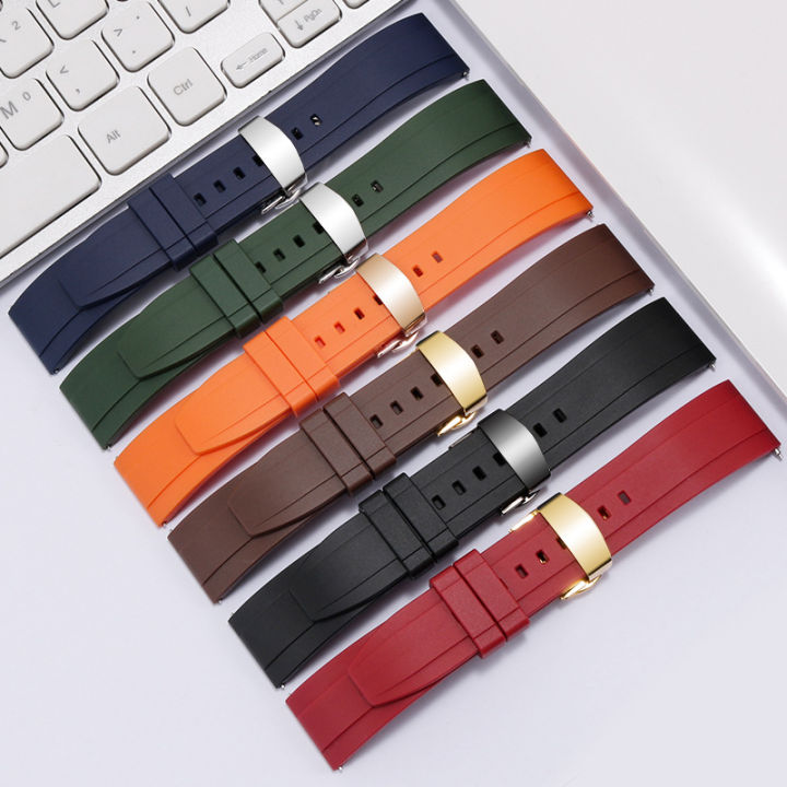 Fluoro Rubber Watch Band for Seiko Men Women Sport Strap with Stainless ...