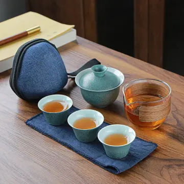 Ceramic Teapot Kung Fu Teaware Set Portable Travel Tea Set 4 Cup