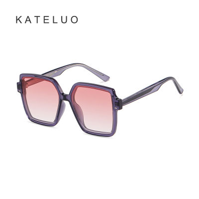 [กล่อง] KATELUO A0729แว่นตากันแดด Polarized ผู้หญิง TR90ขนาดใหญ่สแควร์ Gradient เลนส์กระจก Travel กระจกบังแดด