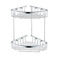 ☑▨ Bathroom Double Layer Shower Storage Dry Basket Solid Brass Wall Mounted