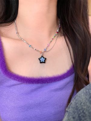 ✽ FANTAI star smiling face dripping oil crystal necklace spring and summer colorful beaded dopamine 2023 millennium sweet cool