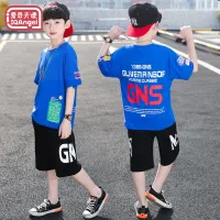 TG Boys suits, summer new Korean short-sleeved sports suits, handsome and western-style summer sports two-piece suits for children, middle and large children