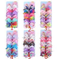 JoJo Bows Jojo Siwa Rainbow Printed Knot Ribbon Bow For Girls Handmade Boutique Hair Clip Children Hair Accessories