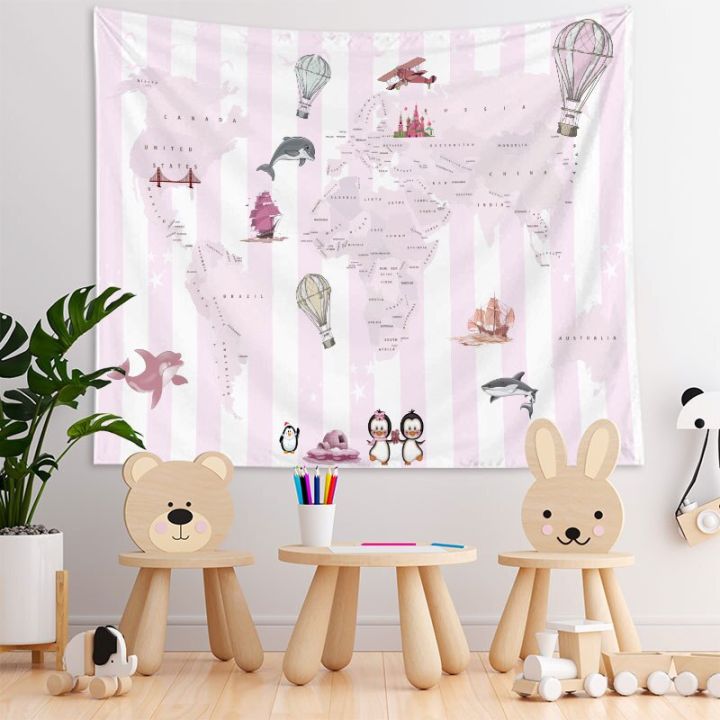 animal-world-map-tapestry-high-definition-map-fabric-childrens-room-decoration-tapestry-wall-hanging-garden-posters-for-outside