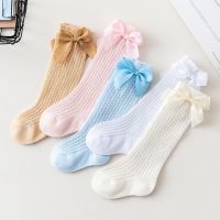 ﹉●  Summer Newborn Baby Socks Cute Big Bow Princess Girls Socks Children Knee High Infant Cotton Kids Socks Baby Stuff Accessories