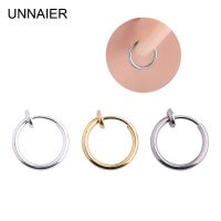 UNNAIER 1 Pair Size 13mm Clip On Earrings For Men Women 39;s Stainless Steel Fake Hoop Earring Gold Cartilage Ear Clip Ear cuff