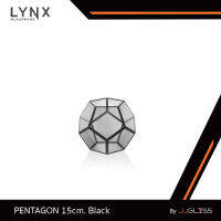 LYNX - PENTAGON 15cm. Black - แจกันกระจก ทรงเรขาคณิต ตกแต่งบ้านสมัยใหม่และมีสไตล์ สูง 11.5 ซม. - ไม่สามารถใส่น้ำได้