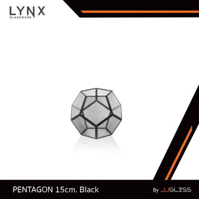 LYNX - PENTAGON 15cm. Black - แจกันกระจก ทรงเรขาคณิต ตกแต่งบ้านสมัยใหม่และมีสไตล์ สูง 11.5 ซม. - ไม่สามารถใส่น้ำได้