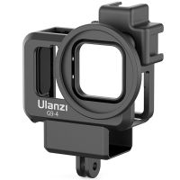 Ulanzi G9-4 สำหรับ GoPro 11 10 9 HERO พลาสติกสีดำ Vlog กรณีกรงป้องกัน 52 มม.ตัวกรองอะแดปเตอร์แหวนเย็นสำหรับไมโครโฟน-glsunjugdd