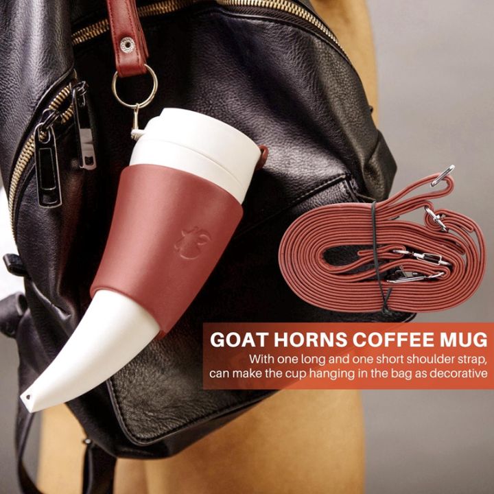 goat-horns-coffee-mug-230ml-stainless-steel-vacuum-cup-thermos-flask-tea-cups-travel-couple-water-bottle-with-rope