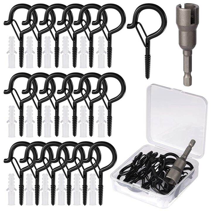 18 Set QHanger Hooks for Outdoor String Lights, Ceiling Hook Screw