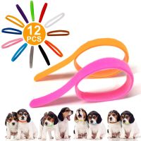 12 Pcs/Set Soft Nylon Puppy Newborn Pet ID Identify Collars Adjustable Colorful Whelping Small Dogs Cats Kitten Velcro Collars Adhesives Tape