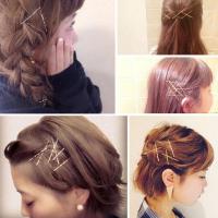 Japanese Versatile Harajuku Style Soft Girl Korean One-line Gold Bangs Cross Hairpin Retro Hairpin W2S0