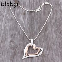 ELOYHI Novel Big Double Heart Layer Snake Chain Collar Top Quality Plated For Women Trendy Neckalce Pendants Gift