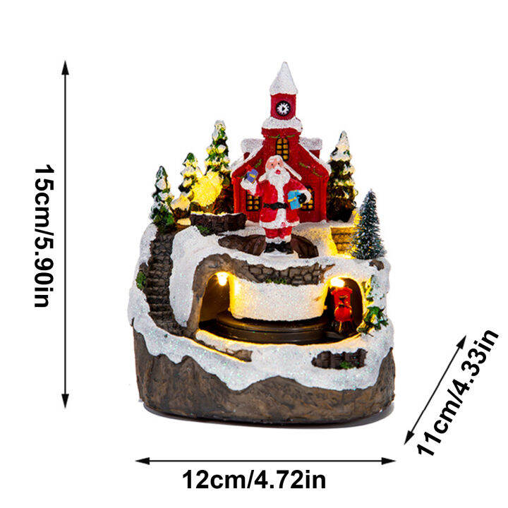 p7tjd-เครื่องประดับบ้านในหมู่บ้านคริสต์มาสของขวัญเครื่องตกแต่งบ้านเรืองแสงเรซินคละสีของขวัญสร้างสรรค์ด้วยของเล่นแบบโต้ตอบดนตรี