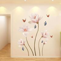 Colorful Flower Butterfly 3D Wall Stickers Self Adhesive Wallpaper Decal Waterproof Bedroom Background Living Room Decoration Wall Stickers  Decals