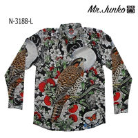 ?ส่งฟรี?เชิ้ตแขนยาว งานต่อลาย Mr.Junko ผ้าซาติน นิ่มใส่สบายไม่ร้อน N-3188-L