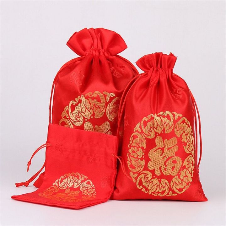5ชิ้นกระเป๋าผ้ายกถุงขนมถุงซานตา-serut-merah-ตรุษจีนกล่องของขวัญงานแต่งกระเป๋าเทศกาล