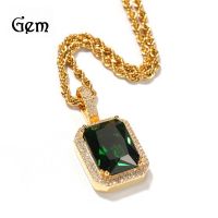 [COD] Hip-hop trendy brand square solid pendant colorful full zirconium necklace ins a dropshipping