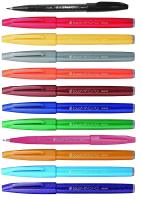 เครื่องหมาย Pentel แปรงมาร์เกอร์ปากกา-คละสีปลายมีความยืดหยุ่น-แพ็ค12สีพาสเทลสีใหม่