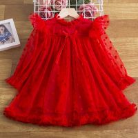 3 8 Yrs Long Sleeve Polka Dot Girls Party Dress for Christmas Spring Autumn Kids Casual Birthday Vestido Red Xmas New Year Dress