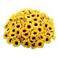 50Pcs Artificial Sunflower Heads Fabric Fake Sunflower Heads for Wedding Decoration Bridal Bouquet DIY Handicrafts