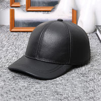 Mens Genuine Leather Hat Autumn Winter Mens Cowhide Baseball Cap Male Outdoor Sunshade Leather Baseball Cap Adjustable