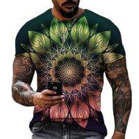 2023Streetwear Tops Summer Men Flower T Shirt 3d Printed Personality Indian Short Sleeve Oversized Tee Man Gothic Clothing