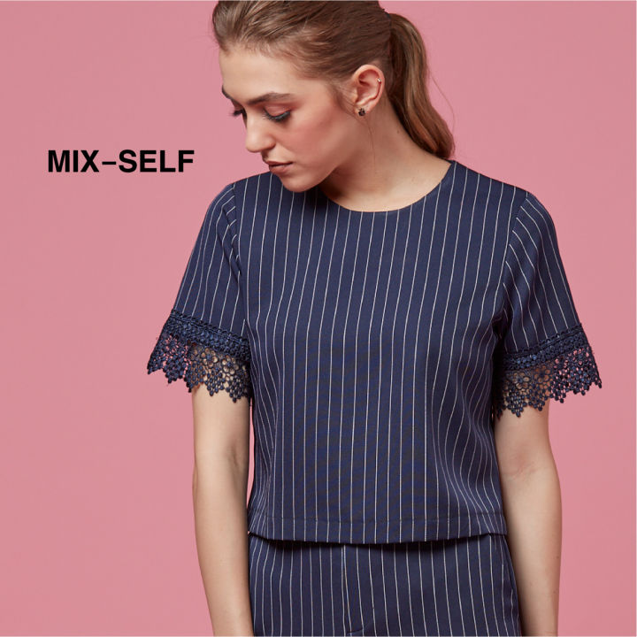 mix-self-เสื้อครอปลายทาง-รุ่น-fb88623-สีน้ำเงินนาวี