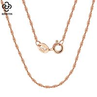 Rinntin Rose Gold 925 Sterling Silver 1.5mm Twisted Singapore Rope Chain Diamond-cut Thin Basic Necklace for Women Jewelry SC02