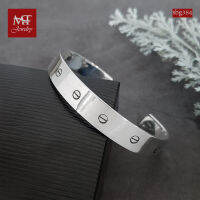 MT กำไลข้อมือเงินแท้ สไตล์โมเดิร์น สลักลายวงกลม ข้อมือ 17, 18, 19 ซม. Solid 925 Sterling Silver Bangle (sbg384) MT Jewelry มณีธารา