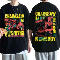 เสื้อยืดคอกลมoversize T-shirt Pvvm 【พร้อมส่ง】เสื้อยืดแขนสั้น พิมพ์ลายกราฟฟิคอนิเมะ Chainsaw Man Denji สไตล์ฮาราจูกุ แนวสตรีท สําหรับผ S-5XL